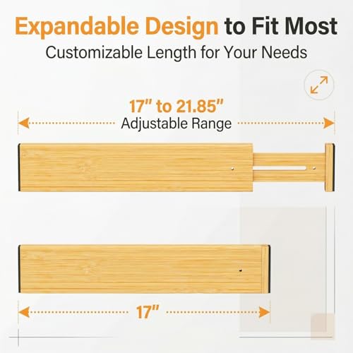 FUSHITON Bamboo Drawer Dividers 17"-22" - Image 3