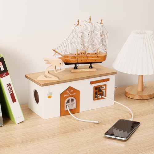 Cable Management Box, Wood Extension Cord Organizer - Image 5