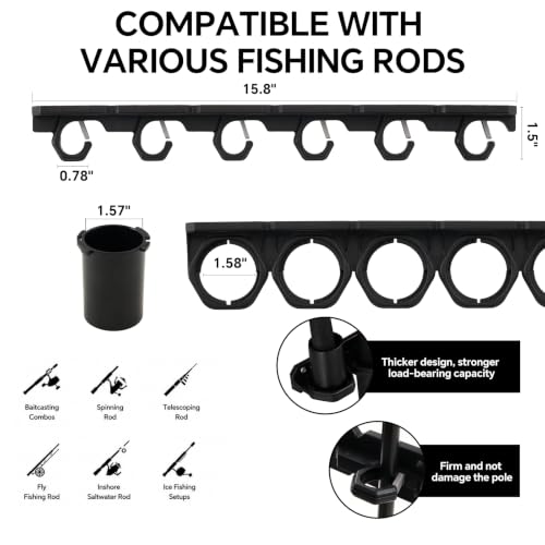 Fishing Rod Rack, Wall Mount Pole Holder for Garage Storage - Image 4