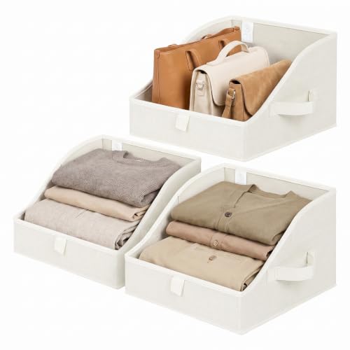 GRANNY SAYS Trapezoid Closet Storage Bins, Small, Beige, 3-Pack - Image 2