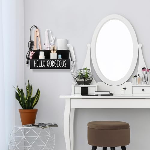 Bivvclaz Hair Tool Organizer, Wooden Hair Dryer Holder Countertop - Image 8