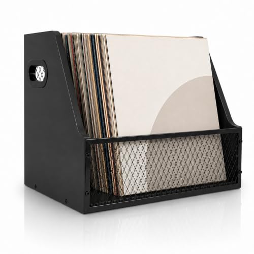 Vinyl Record Storage Crate for 60+ Records, Wooden Record Holder - Image 2