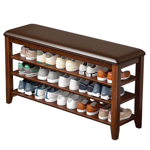 Shoe Rack Bench for Entryway, 3 Tier Adjustable Shelves - Image 2