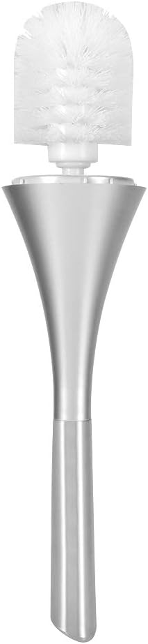 Toilet Brush Set, Stainless Steel Base Water Proof and ABS Plastic Handle Anti Impact, with Concealed Holder for Modern Bathroom Decor (Silver Base)