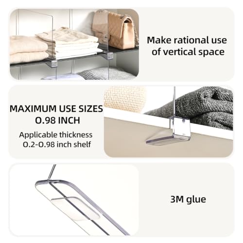 Shelf Dividers for Closet Organization,Clear Plastic Closet Shelf - Image 5