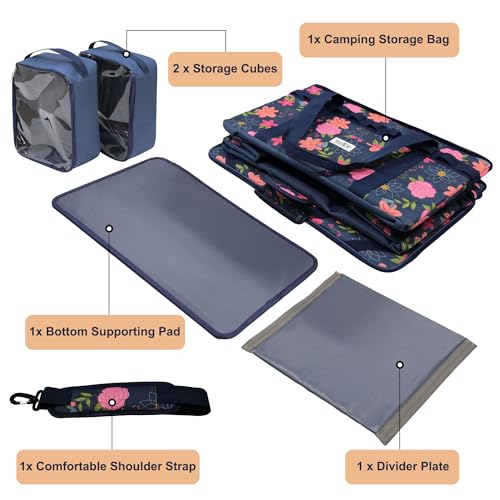 Floral Camping Gear Organizer, Travel Storage with Pouches, 42L - Image 4