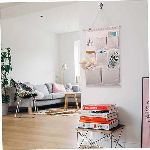 Hanging Storage Organizer Bag for Office Home Beige with Multi - Image 6