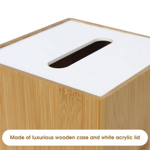 JackCubeDesign Bamboo Square Tissue Box White Acrylic Cover - Image 6