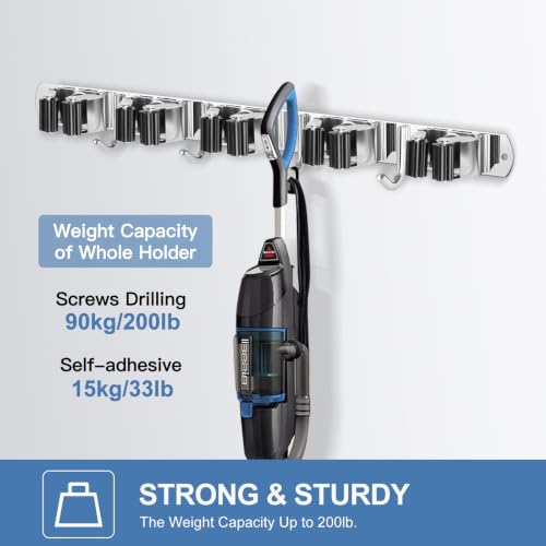 IMILLET 2 Pack Broom Holder Wall Mount Stainless Steel Mop - Image 5