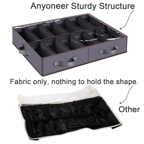 Set of 2, Under Bed Shoe Storage Organizer, Gray - Image 6