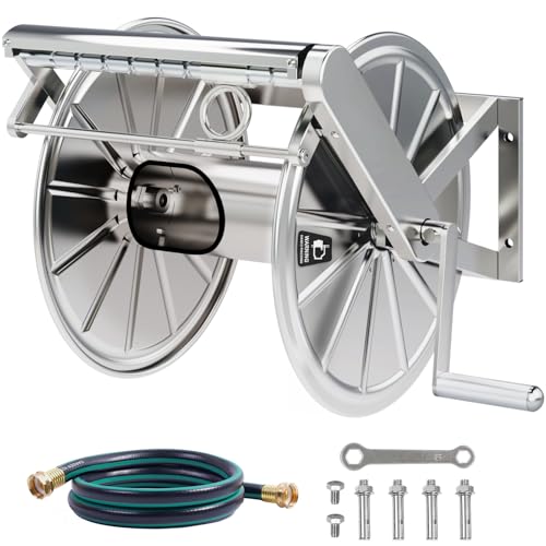 Stainless Steel Garden Hose Reel Heavy Duty, Wall Mount - Image 2