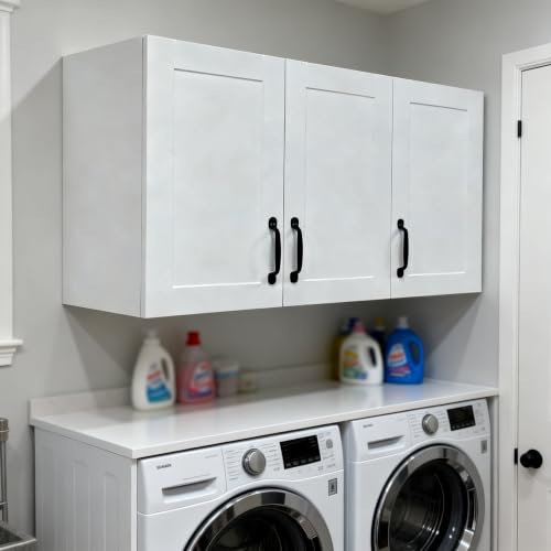 White Wall Cabinet, 3-Door, 35.3" D x 11.2" W x 23.6" H - Image 6