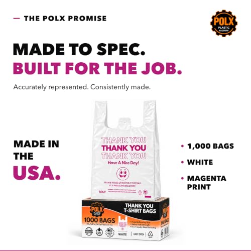 POLX Thank You Plastic Bags with Handles, 1000 count - Image 8