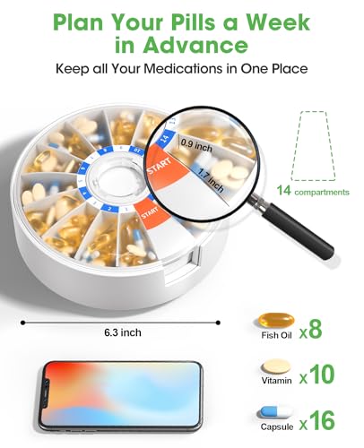 Daviky Daily Pill Dispenser, Large Capacity 14-Day Pill Organizer - Image 3