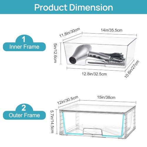 Vtopmart 2 Pack Large Clear Stackable Plastic Storage Drawers - Image 4