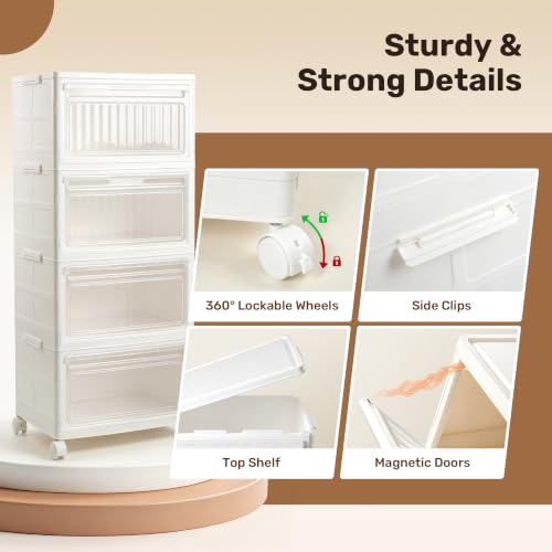 Stackable Storage Bins with Lid and Wheels, 128QT 4 Tier Closet - Image 4