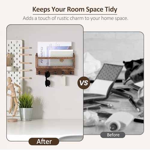 Nekon Mail and Key Holder for Wall Decorative, 11 Inch Mail - Image 5