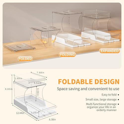 Jsyrjing 2 Pack Pull Out Spice Rack, 2 Tier Clear Cabinet - Image 3