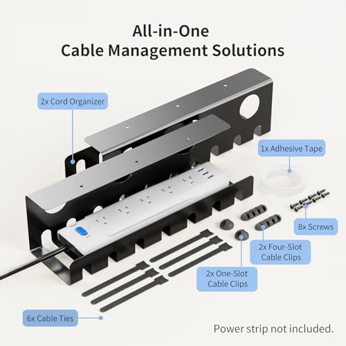 Delamu 2 Pack Metal Under Desk Cable Management Tray | Cable Managemen - Image 3