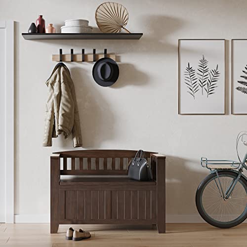 SIMPLIHOME Acadian 36" Wide Solid Wood Storage Bench - Image 3