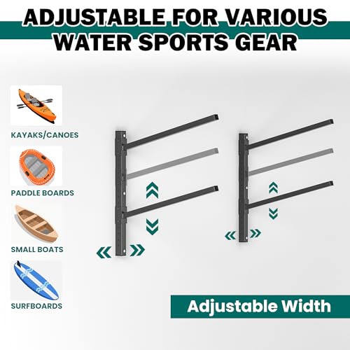 Wall Mounted Kayak Storage Rack, Adjustable Holder for 2 Kayaks - Image 5