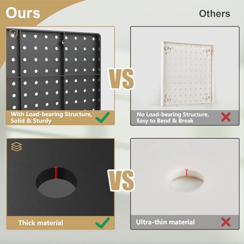 FZK Modular Plastic Peg Board Wall Organizer Kit, 16x16, Black - Image 4