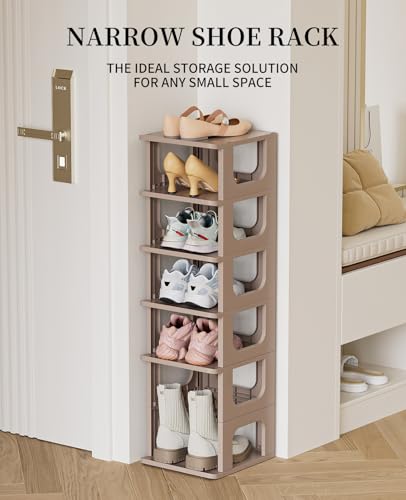 HAIXIN Narrow Shoe Rack - 5-Tier Stackable Shoe Storage Stand - Image 7