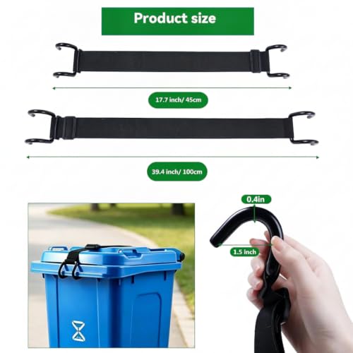 2 Pack Trash Can Lid Lock Strap for Raccoons & Animals, Non-Slip - Image 3