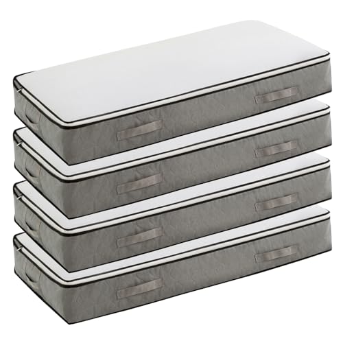 90L Under Bed Storage Containers, Foldable Grey Underbed Storage - Image 2