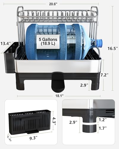 BOOSINY Large 304 Stainless Steel Dish Drainer Drying Rack - Image 3