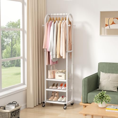 Portable Clothes Rack with Wheels, Space Saving Metal Clothing - Image 7