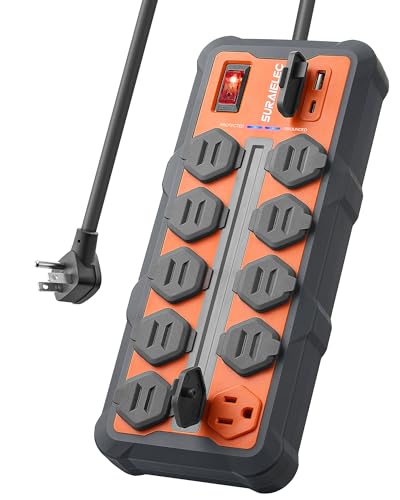 SURAIELEC Heavy Duty Power Strip with 4500J Surge Protector, 10 - Image 2