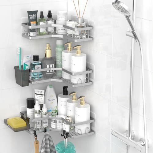 AKTECKE Corner Shower Caddy Bathroom Organizer: Adhesive Shower - Image 3