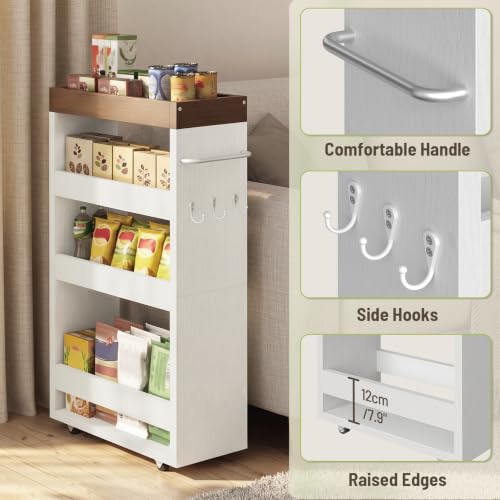 Slim Storage Cart, 4-Tier Rolling Utility Cart 999WHSTC140 - Image 3