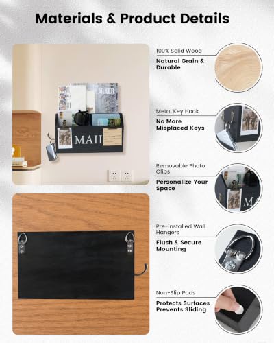 DLQuarts Solid Wood Mail Organizer Countertop or Wall - Image 6