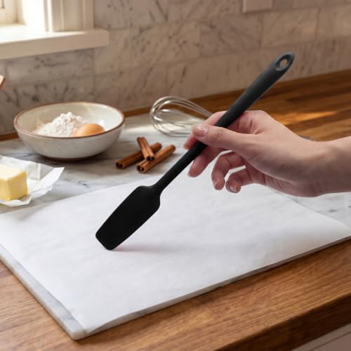 3 Pack Silicone Jar Spatulas, Long Handle, Black - Image 5