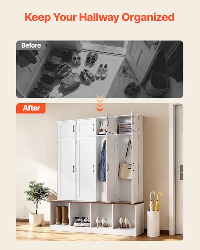 VEVOR Hall Tree with Bench and Shoe Storage, 59" Wide - Image 8