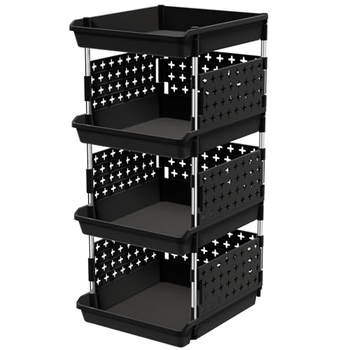 Lifewit 4 Tier Plastic Stackable Storage Baskets | Home Organization - Image 2