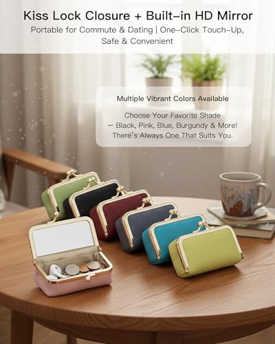 Genuine Leather Mini Travel Jewelry Box, Portable Cosmetic Mirror - Image 5