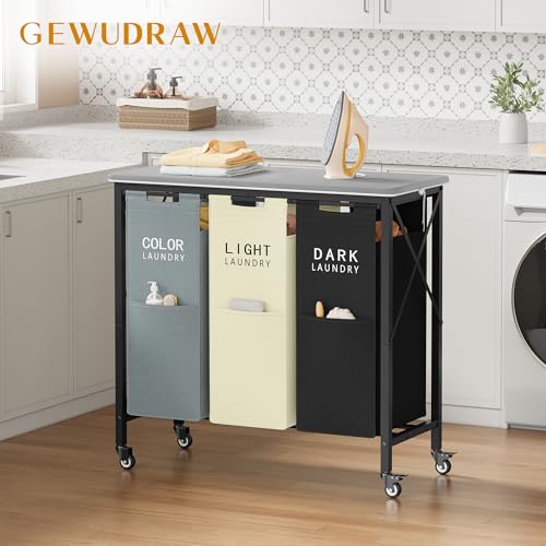 3 Section Laundry Hamper with Ironing Board - Image 3