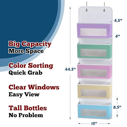 Simple Houseware 5 Clear Window Pocket Over Door Hanging - Image 3