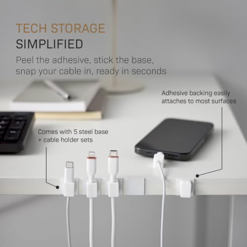 YAMAZAKI Home Smart Magnetic Cable Holders – Set of 5 Adhesive - Image 4