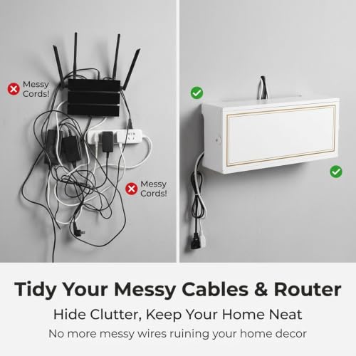 WiFi Router Storage Cabinet Wall Mount Router Hider Box with Door - Image 5