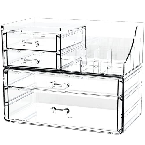 Small Make up Organizers and Storage with 4 Drawers,Clear - Image 2