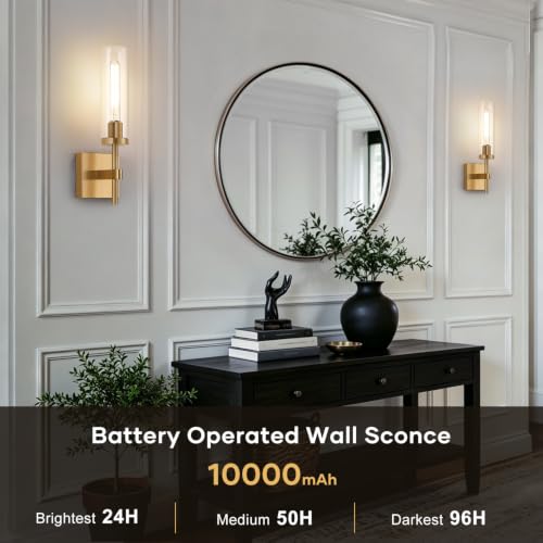 Wireless Wall Sconces with Remote Control, 10000mAh Battery - Image 4