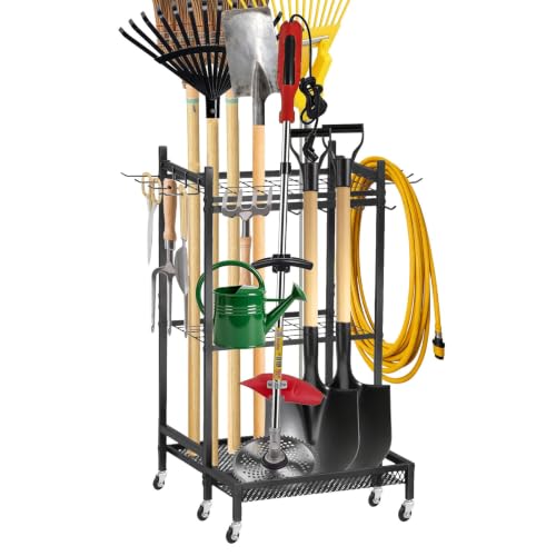 Garden Tool Organizer Rack with Wheels Up to 35 Tools | - Image 2