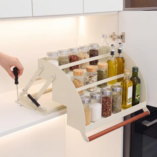3-Tier White Pull Down Shelf for Kitchen Cabinets Pull - Image 7