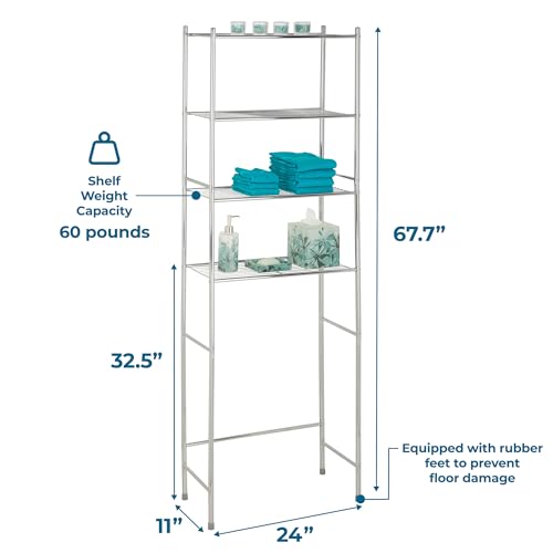 Honey-Can-Do 4-Tier Over-The-Toilet Storage Shelf - Space-Saving - Image 4