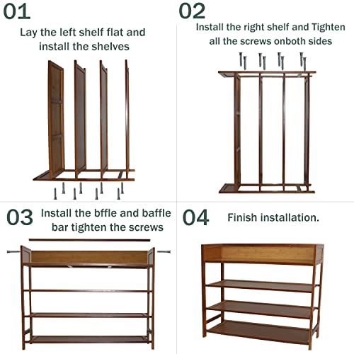 latifolia Shoe Rack, 4-Tier Bamboo Shoe Rack (Nature, 31.40''L) - Image 7