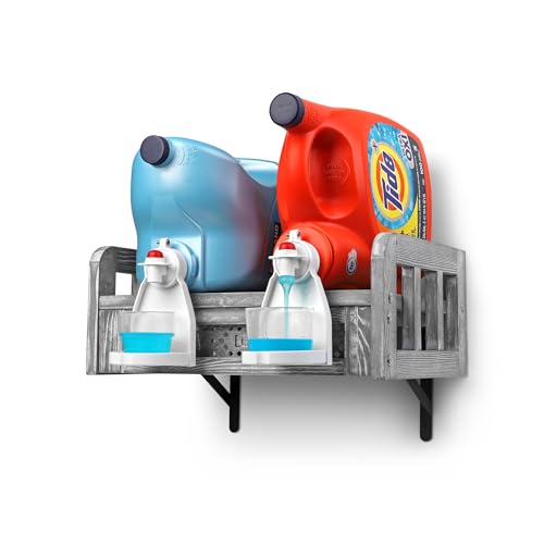 Laundry Shelf Organizer - Wall-Mounted Wooden Detergent Cup - Image 2